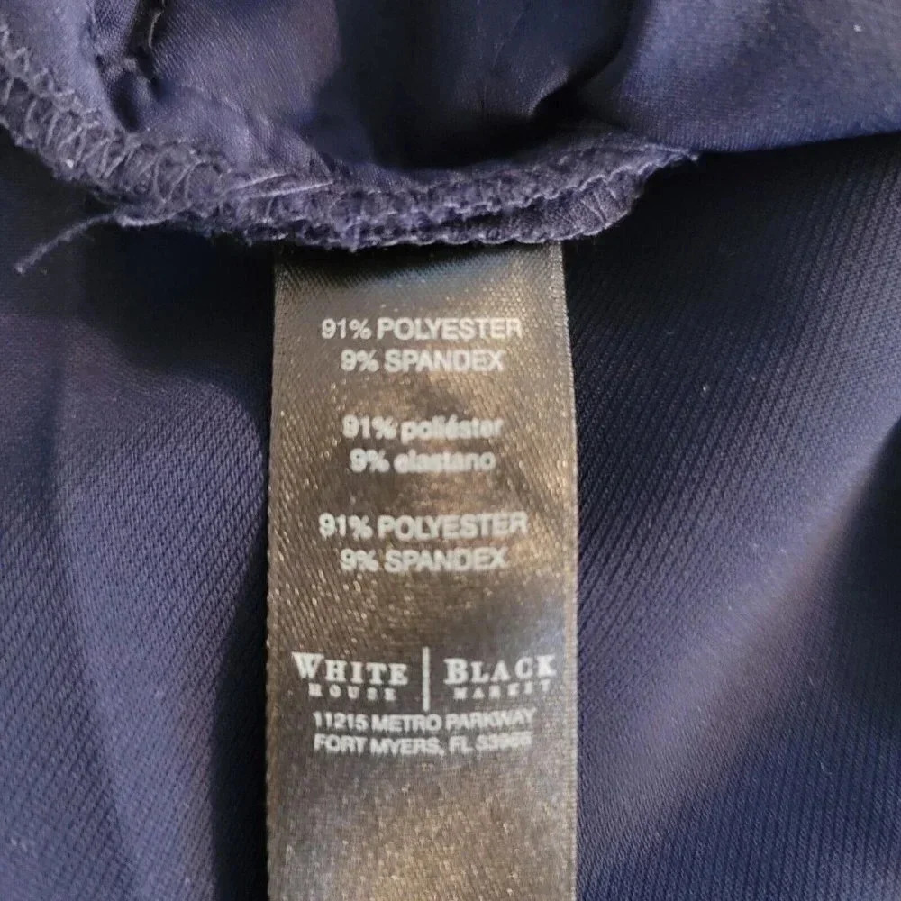 White House Black Market Pants Womens 4R Black Wide Leg Trouser Blue Classic Y2k - Picture 7 of 13